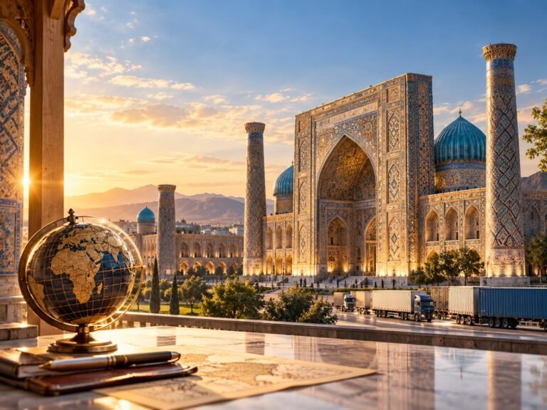 Central Asia trade illustrative artwork