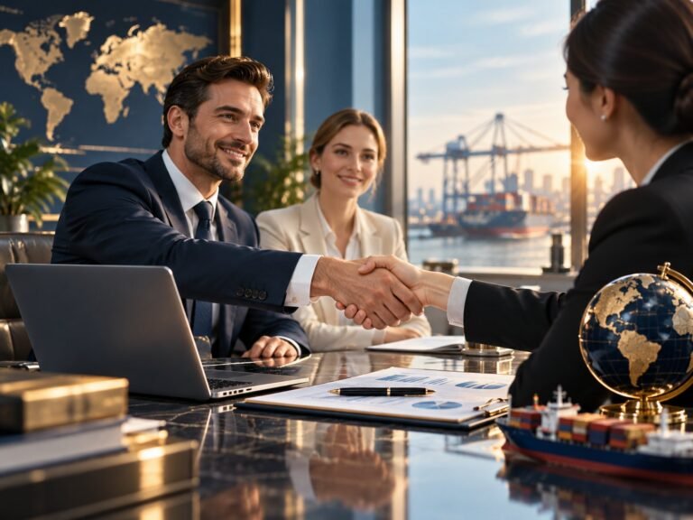 Overseas B2B buyer development illustrative artwork